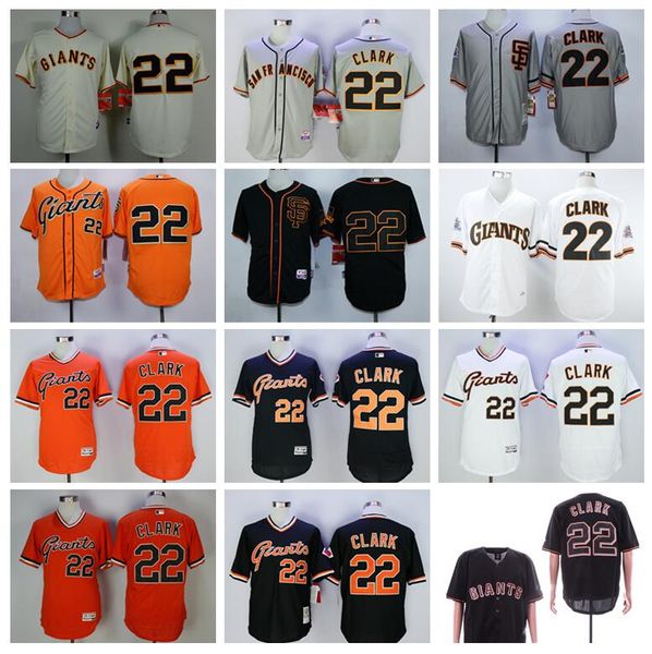 

men retire baseball 22 will clark jersey 1989 vintage pullover flexbase cool base stitched black grey white orange beige quality, Blue;black