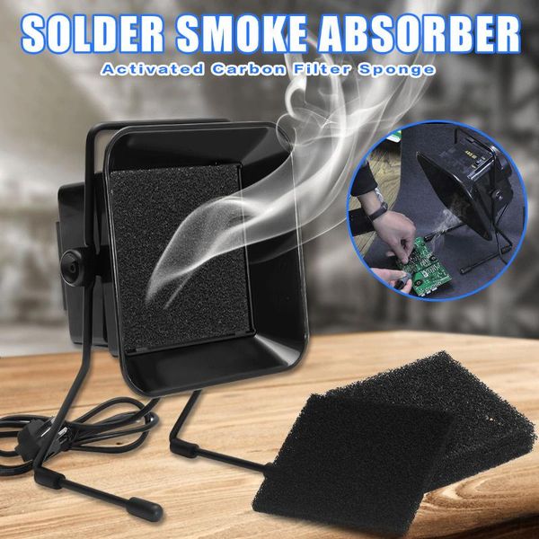 

220v 30w solder smoke absorber esd fume extractor smoke absorption air filter fan with activated carbon filter sponge