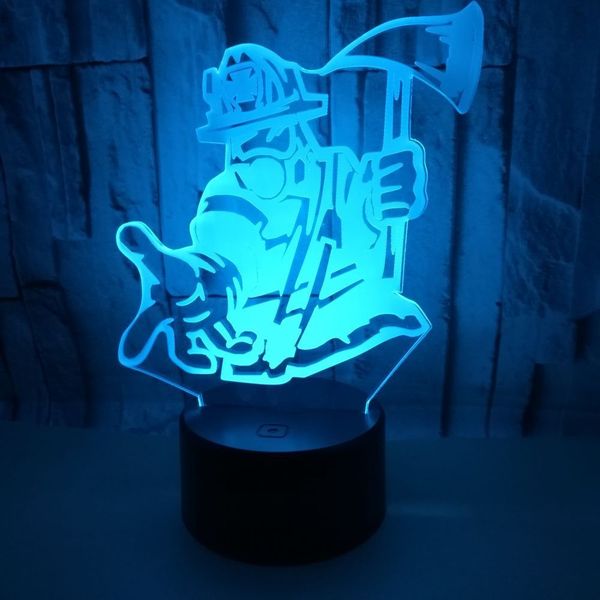 

foreign trade new pattern take axe fireman 3d colorful touch remote control gradual change small night-light gift 3d led small desk lamp