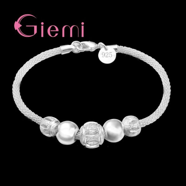 

exquisite genuine 925 sterling silver charm bead bracelet/bangles for ladies women jewelry present, Black