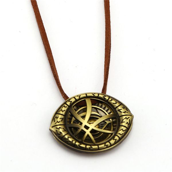 

10pcs/lot wholesale movie doctor strange necklaces pendants for men eye shape leather cord pendant necklace stampunk colar, Silver