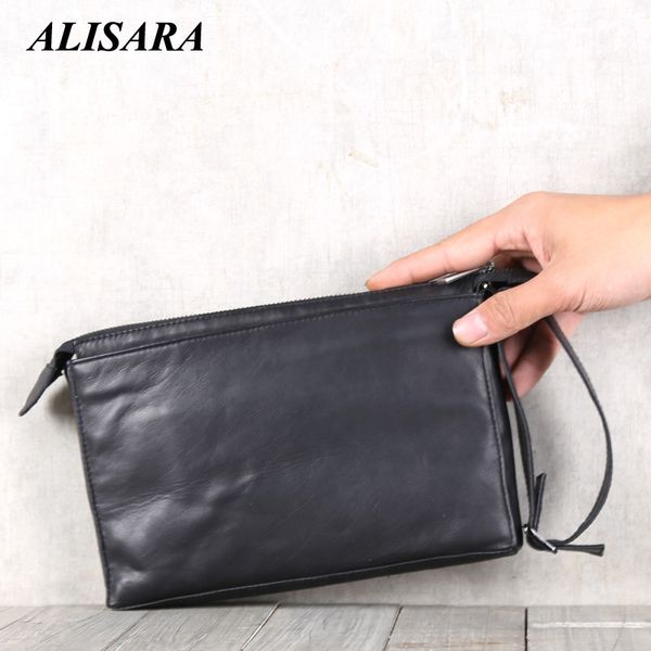 

new business clutch wallet men genuine leather handmade wrist money bag end cowhide phone purse wallets cigarette card case