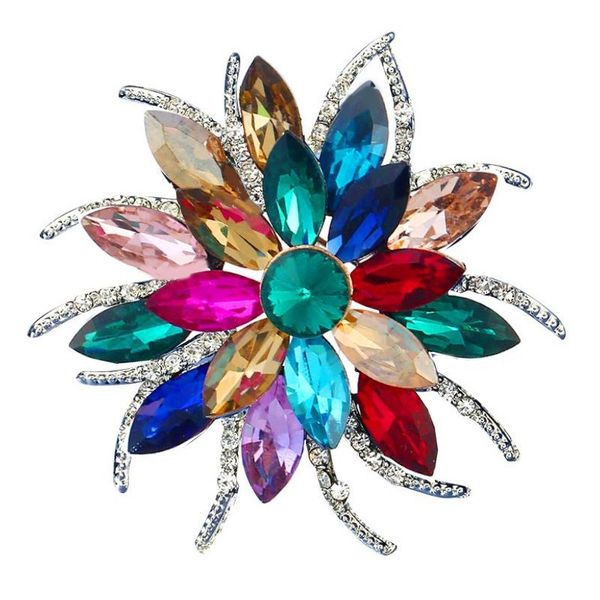 

gold large brooches for women flower brooch coat collar broche hijab pins plant new brooch metal bouquet bijoux femme drip oil, Gray