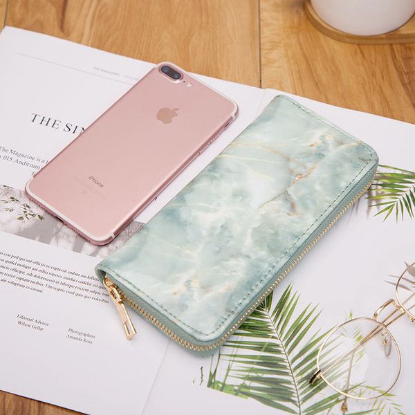 

women's wallet new handbag long zipper marble wallet, Red;black