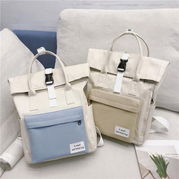 

2019 new korean canvas bag women's shoulder bag retro literature and art student air-permeable mini backpack schoolbag