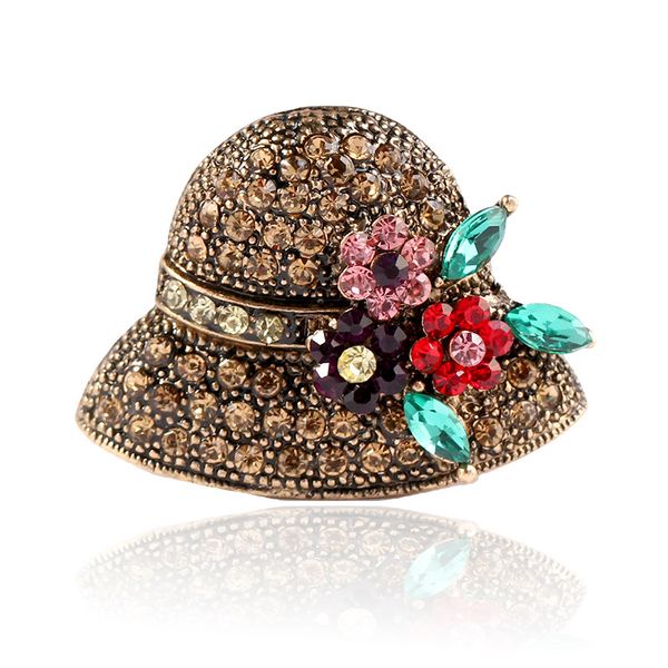 

explosive european and american fashion pot clothing creative cute full drill hat brooch, Gray