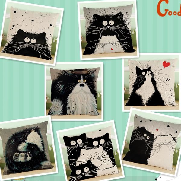 

new black and white cats series pillow covers 7 styles promotional advertising gifts can be printed logo customized any patterns