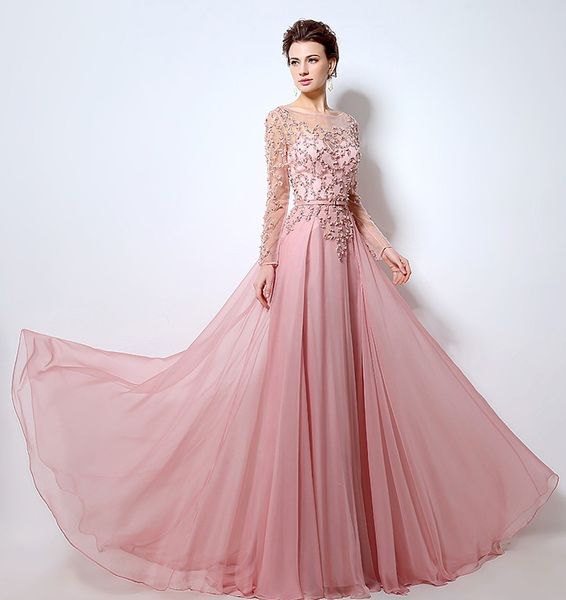 

custom made pink bridal evening dresses illusion jewel neck pearls sash a-line floor length tulle heavy duty nail bead prom dresses, Black;red