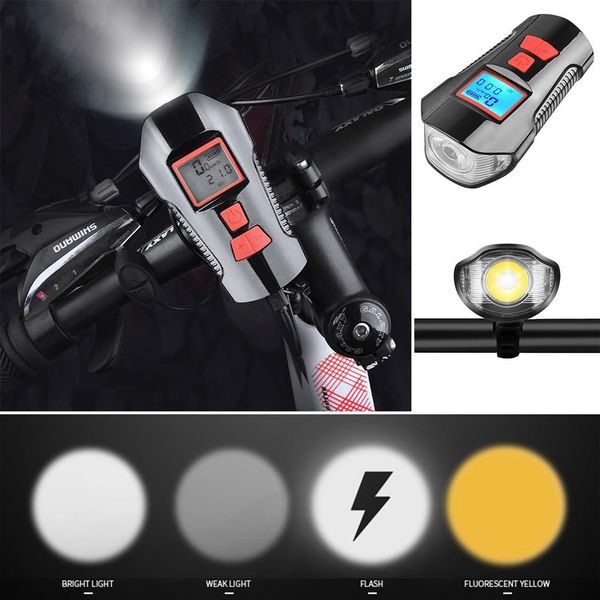 

bike glare headlight waterproof usb rechargeable with horn and code table night riding led lighting accessories