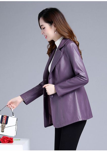 

2019 new slim women jacket leather clothing female outerwear 5xl size spring and autumn women's ladies leather jacket female, Black