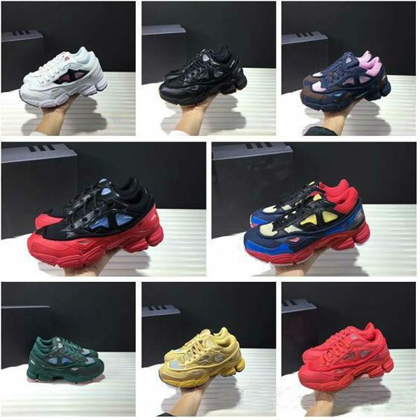 

2019 new wholesale all black raf simons consortium ozweego 2 casual shoes with r logo men women sneakers with authentic