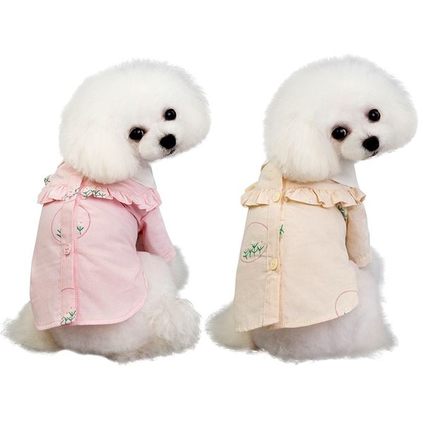 

summer dog clothes pet girl floral shirts for dogs cats vest fashion dog shirts costume with lotus leaf collar
