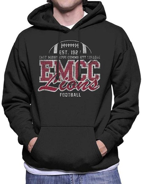 

east mississippi community college distressed men's hooded sweatshirt streetwear hoodies sweatshirts, Black