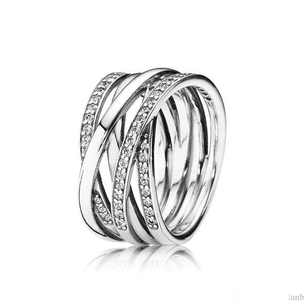 

sparkling & polished lines ring original box for pandora 925 sterling silver women mens wedding rings sets christmas gifts jewelry, Slivery;golden