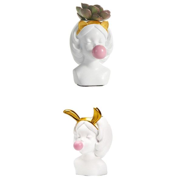 

deskcute girl succulent pot planter flowers container 2pcs