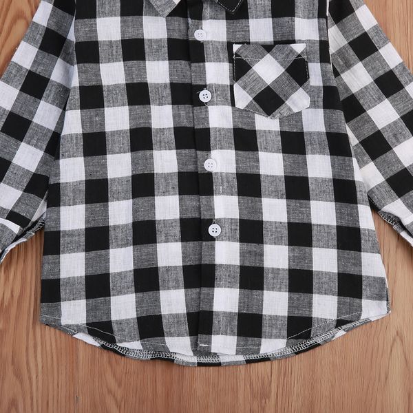 

2018 brand kids baby girl boy casual long sleeve plaids & checks shirt blouse size 2-7t, White;black