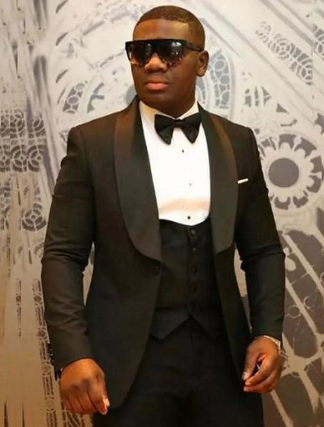

excellent black men wedding tuxedos shawl lapel groom tuxedos fashion men business dinner prom blazer(jacket+pants+tie+vest) 672, Black;gray