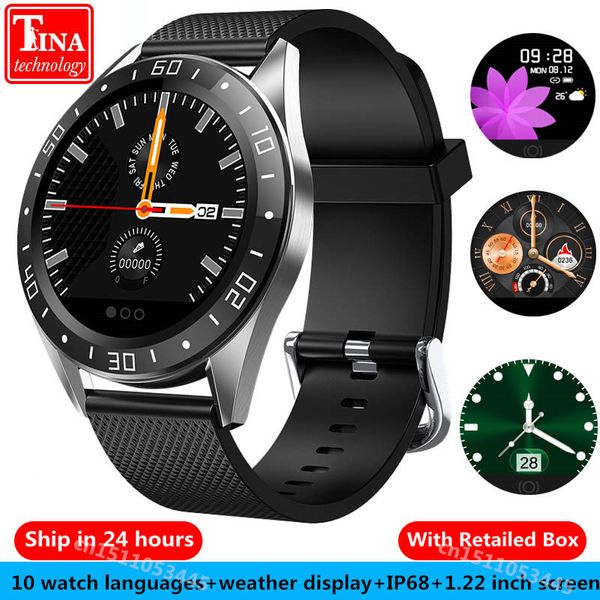 

gt105 1.22 inch smartwatch men women heart rate blood pressure monitor smart watch with weather push music control call, Slivery;brown