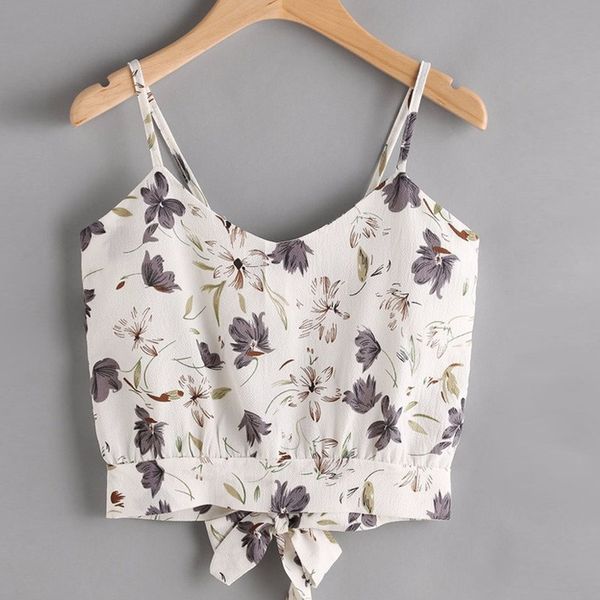 

explosion chiffon printed camisole multicolor short sling strap bow womens clothing pink women print short red shirt, White