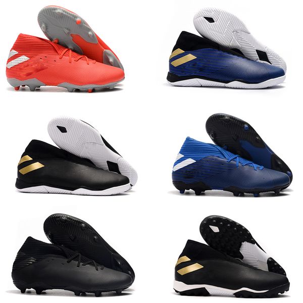 

new mens high football boots nemeziz 19.3 laceless fg soccer cleats nemeziz messi 19.3 360 agility fg soccer shoes, Black