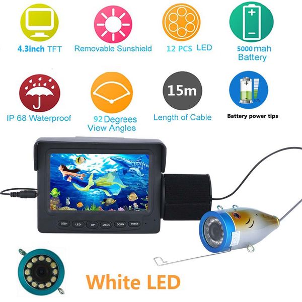 

pddhkk 4.3" inch visual video fish finder fish camera with 12pcs led white lights finder 1000tvl underwater fishing camera