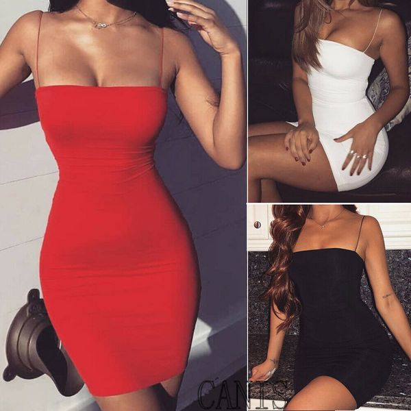 

2019 womens summer solid color sheath mini dresses evening halter sleeveless club wear bodycon dress, Black;gray