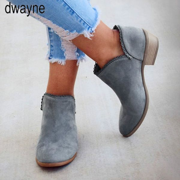 

2019 new women spring autumn ankle short casual bandage weaving lace leather high heel heels bota feminina boots889, Black