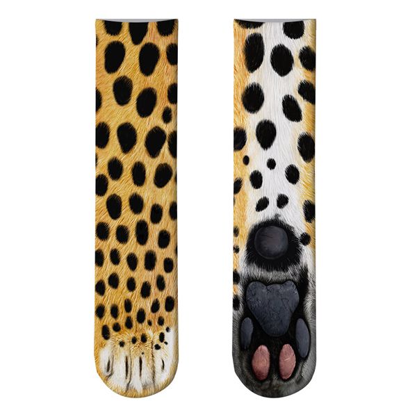 

новые забавные носки 3d paw печатные животные носки женщин зебра леопард panda paw длинные хлопковые носки для женщин мужчин унисекс, Black;white