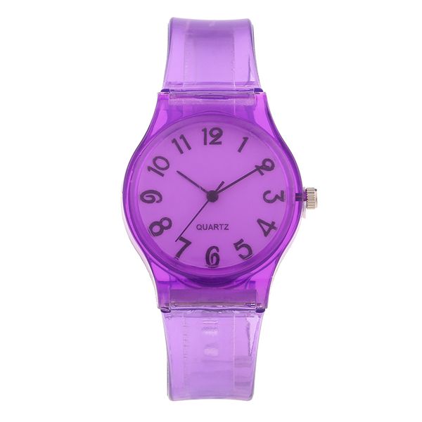 

kids watches lovely pure color transparent silicone strap analog quartz watch casual children boys girls students watch clock, Blue