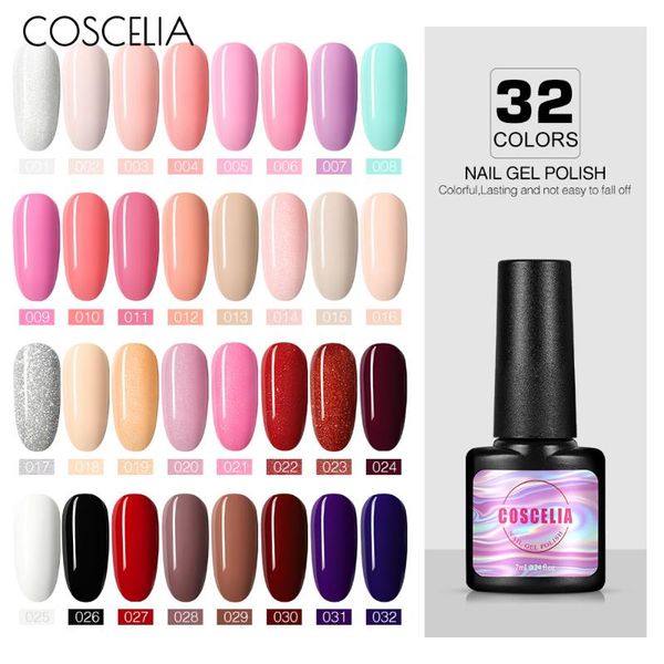 

coscelia 32 colors selection uv led gel nail varnish colorful lasting not easy to fall off nail polish all for manicure art, Red;pink