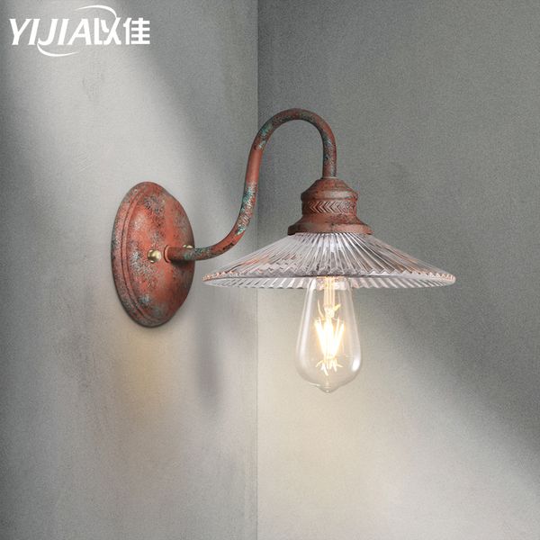

american wall light retro loft wall lamp led headlamp art deco lighting glass lampshade led wall+lamps bedside balcony kitchen