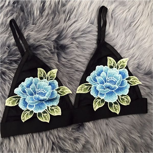 

2017 bandage camis bra women lace embroidered appliques floral bralette unpadded wire half cup bra intimates, Red;black
