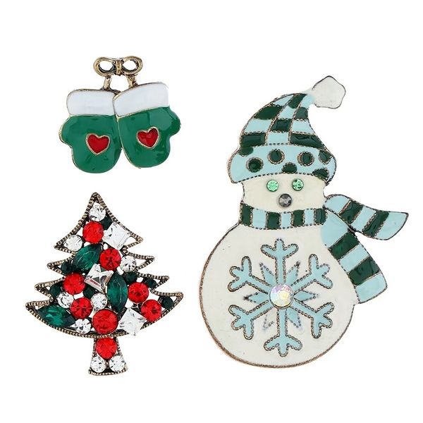 

christmas snowman gloves brooch pins set for women xmas tree diamonds brooches girl pin gifts party jewelry accessories ing, Gray