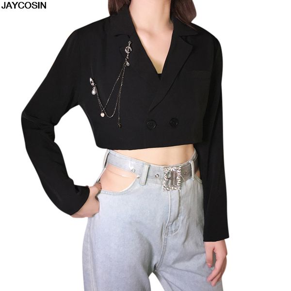 

jaycosin lady office ladies solid business coat blazer suit long sleeve button jacket outwear size solid full sleeve suit 9805, White;black