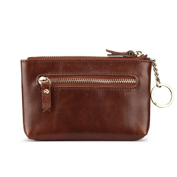 

2019 genuine leather casual style oil wax cowhide mini coin purse men wallet purse zipper wallets, Red;black