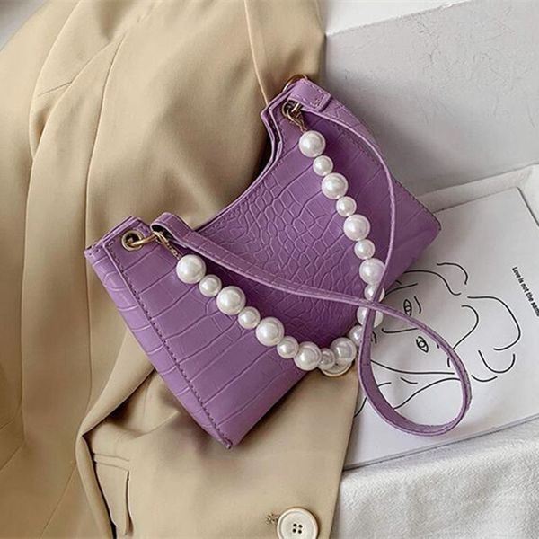 

2020 alligator leather women bags pearl handle lady's bag purses and handbag shoulder underarm bag women's small handbag