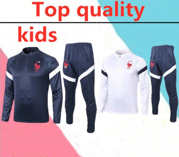 2020 world cup fr kids 2 star maillot de foot survetement football tracksuit 2020 mbappe pogba griezmann kids soccer tracksuit, Black