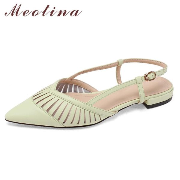 

meotina вырезы туфли на низком каблуке босоножки женские насосы острым носом блок каблуки обувь женская пряжка летняя обувь зеленый белый, Black