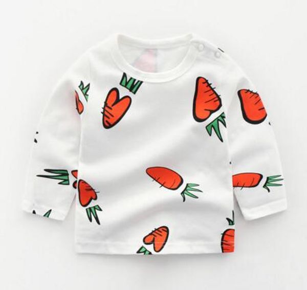 

2019 in the fall fashion children boys and girls fruits vegetables pattern long sleeve t-shirt kqtt48, White;black