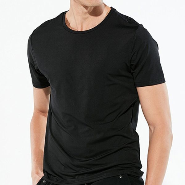 

men's running t-shirt skinny training o-neck sports t-high-elastic breathable quick-drying compression short sleeve, White;black