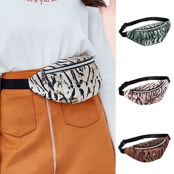 

leopard-printed chest bag women personalized fashion zebra pattern waist fanny pack pu leather phone bags purse
