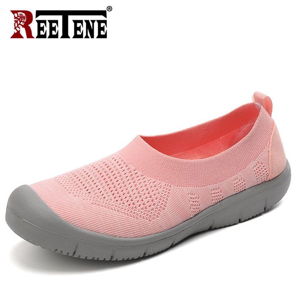 

reetene summer mesh breathable shoes women's non-slip wear-resistant casual shoes soft slip on female sneakers zapatos de mujer, Black