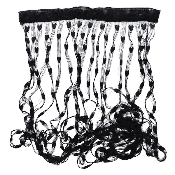 

fringe rope heart screen door curtain - black other home decor