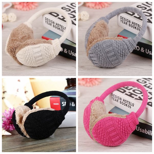 

plush winter ear warmers 2019 new warm ear muffs winter knitted earmuffs for women protector cover, Blue;gray