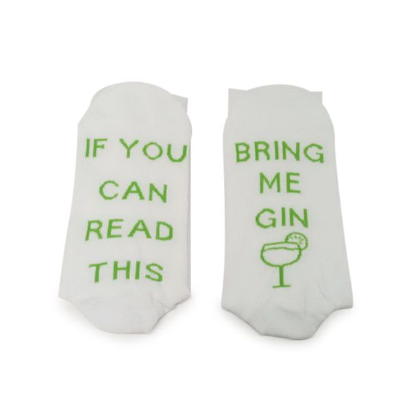 

1 pair socks if you can read this bring me gin funny breathable elasticity for winter &t8, Black