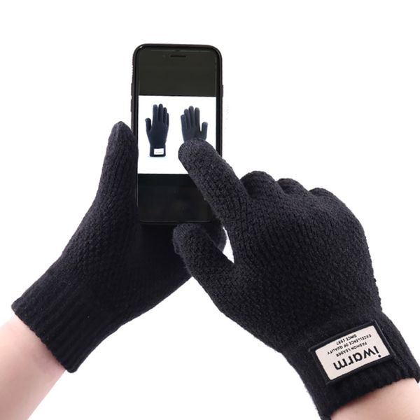 

winter autumn knitted glovess touch screen male thicken warm wool imitation cashmere solid gloves hot