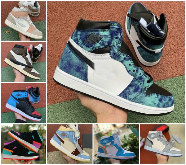 

jumpman high 1 og gs x mens basketball shoes obsidian asg unc crimson tint fearless banned retroes 1s chicago womens tie dye sports shoes, Black