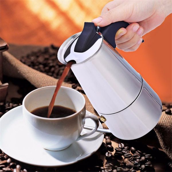 

coffee pots 100/200/300/450ml mocha maker moka pot stainless steel filter espresso cafetiere italian percolator tool