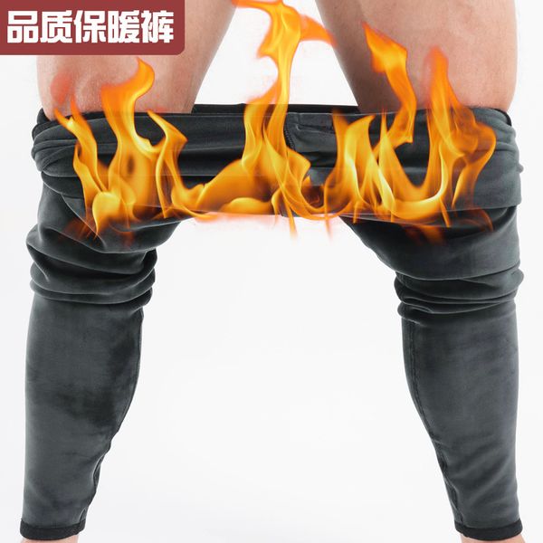 

мужская добавочный размер 3xl для 110кг зимы теплые леггинсы студент шерсть внутри мужчины утолщенной брюки мужские флис термобелье pant, Black