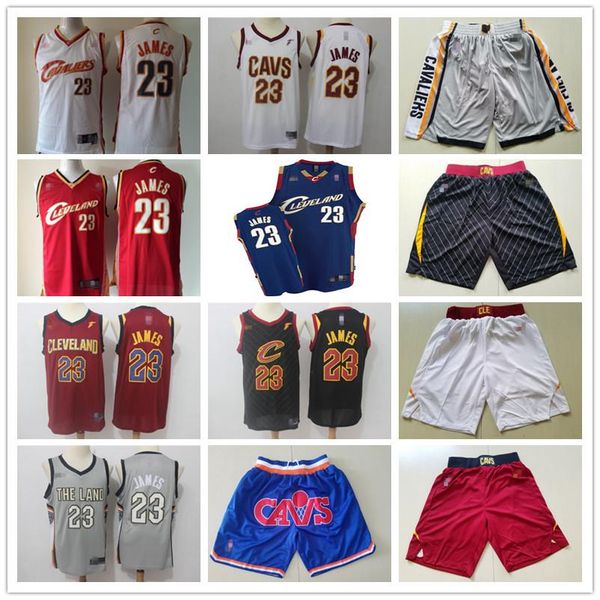 

mens cleveland cavaliers throwback jerseys lebron 23 james basketball shorts basketball jerseys yellow red white blue grey, Black;red